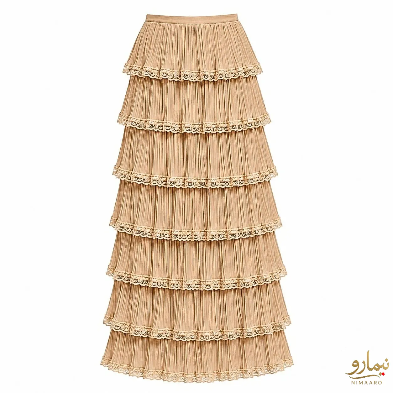 Tiered skirt with guipure lace trim دامـن طبقه ای نوار گیـپور -فروشگاه نیمارو