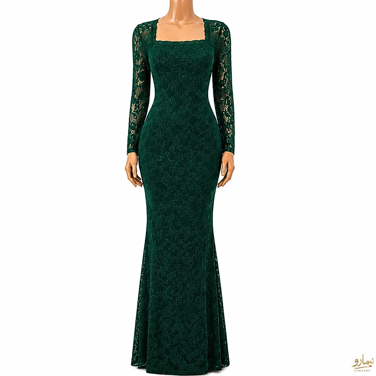 floral-lace-maxi-dress-2 پیراهن ماکسی دانتل طرح گل سبز- فروشگاه نیمارو