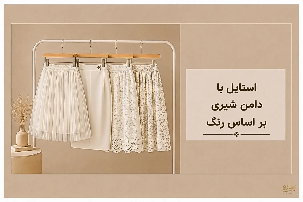 استایل با دامن شیری بر اساس رنگ ها - فروشگاه نیمارو