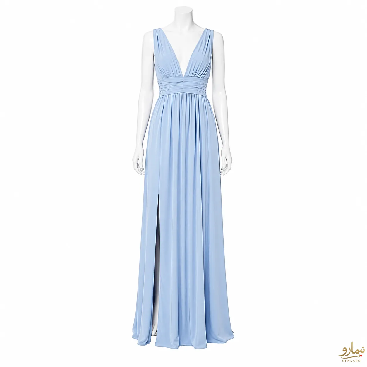 v-neck-maxi-dress-1 پیراهـن ماکسی یقه V آبی -فروشگاه نیمارو