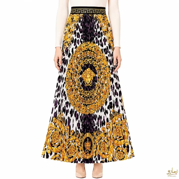 دامن پلیسه پلنگی Versace - فروشگاه نیمارو