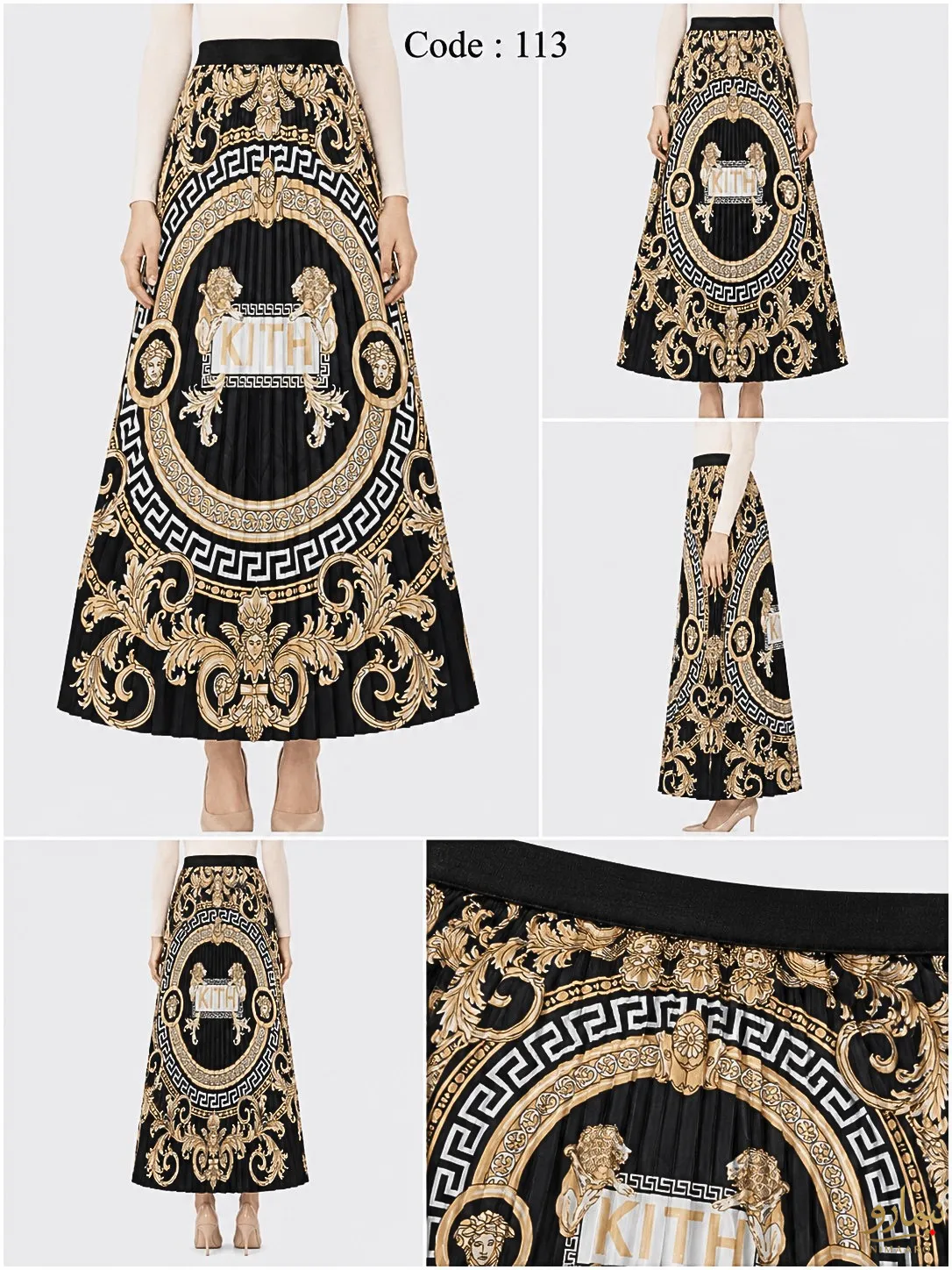 baroque-print-skirt-3 دامن طرحدار Versace - فروشگاه نیمارو