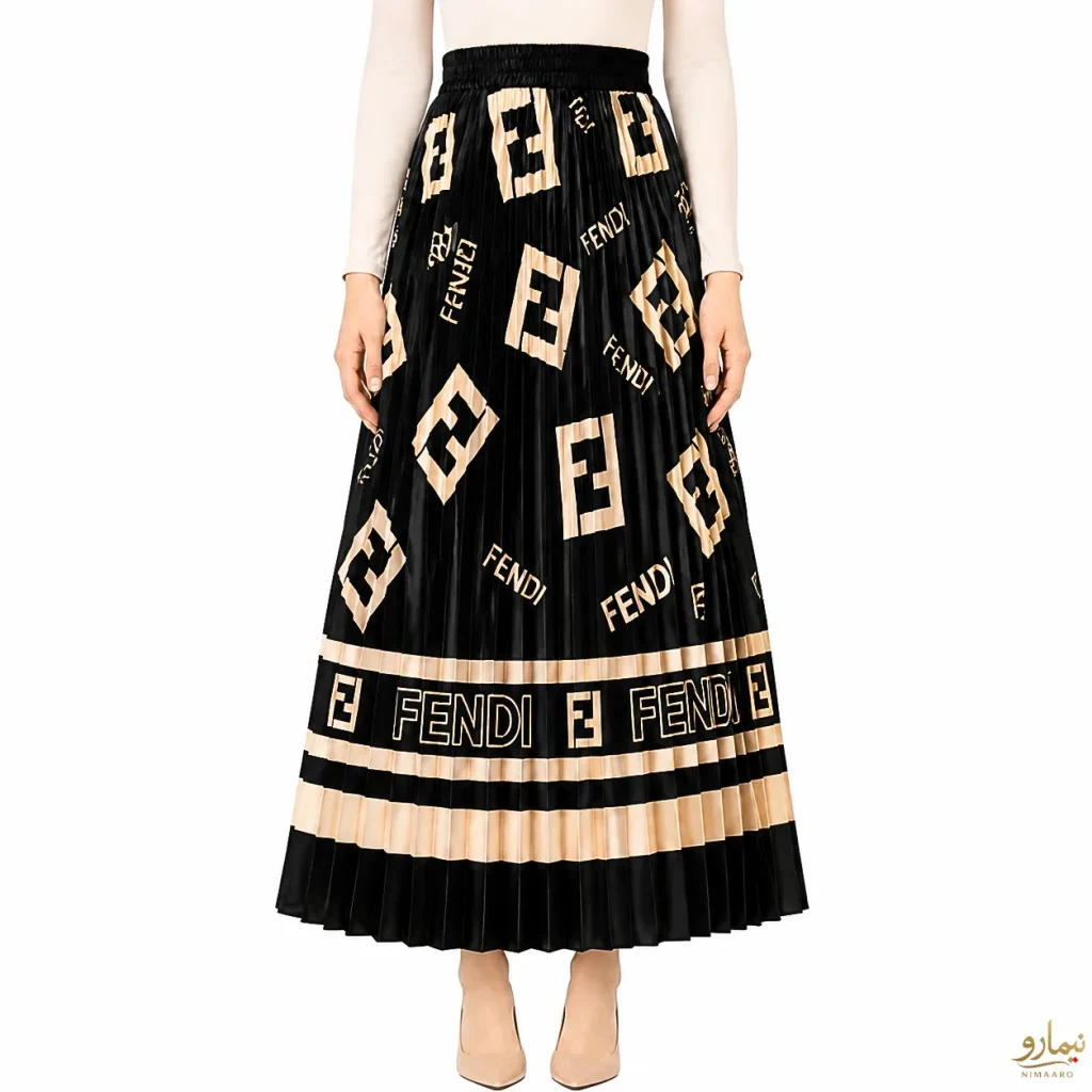 دامن ساتن طرح Fendi - فروشگاه نیمارو