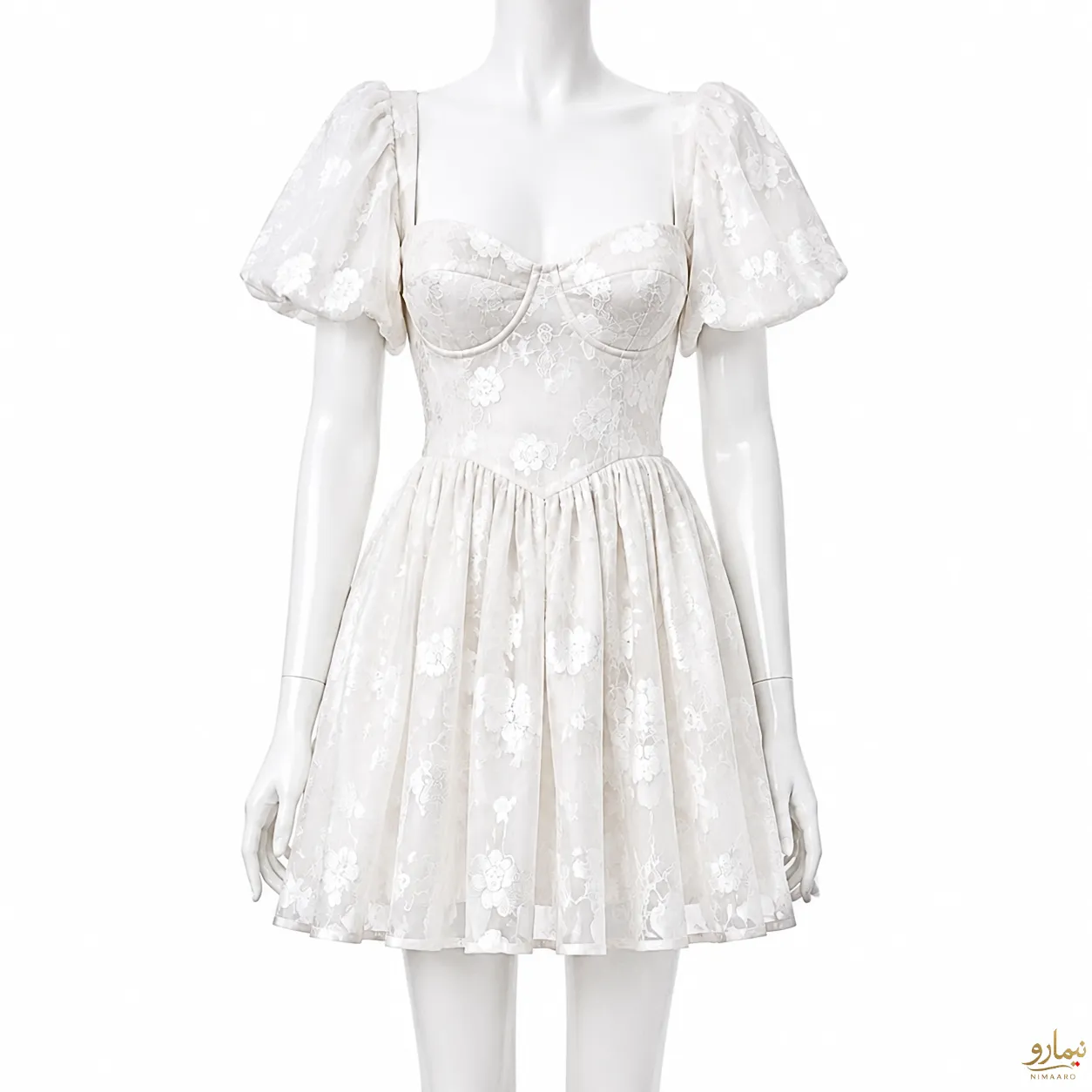 floral-tulle-dress-1 (2) پیراهن تور طرح گل سفید - فروشگاه نیمارو
