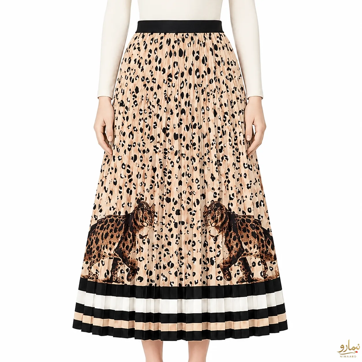 leopard-print-pleated-skirt-2 (1) دامن پلیسه پلنگی - فروشگاه نیمارو
