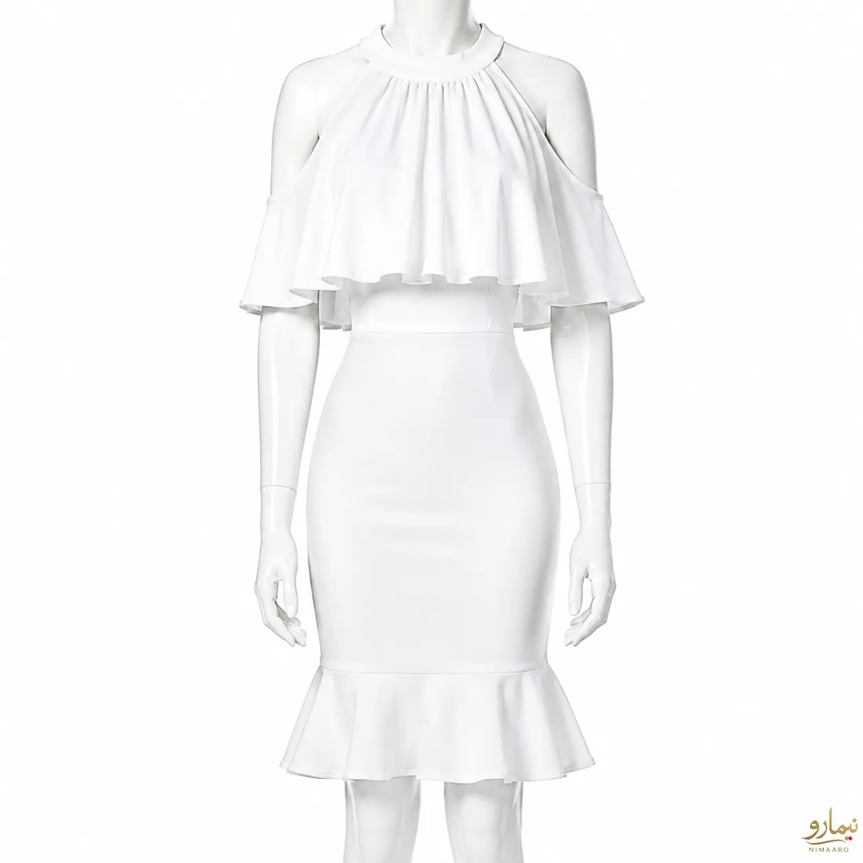 short-tulle-chanel-style-dress-2 پیراهن شنل تور کوتاه سفید - فروشگاه نیمارو