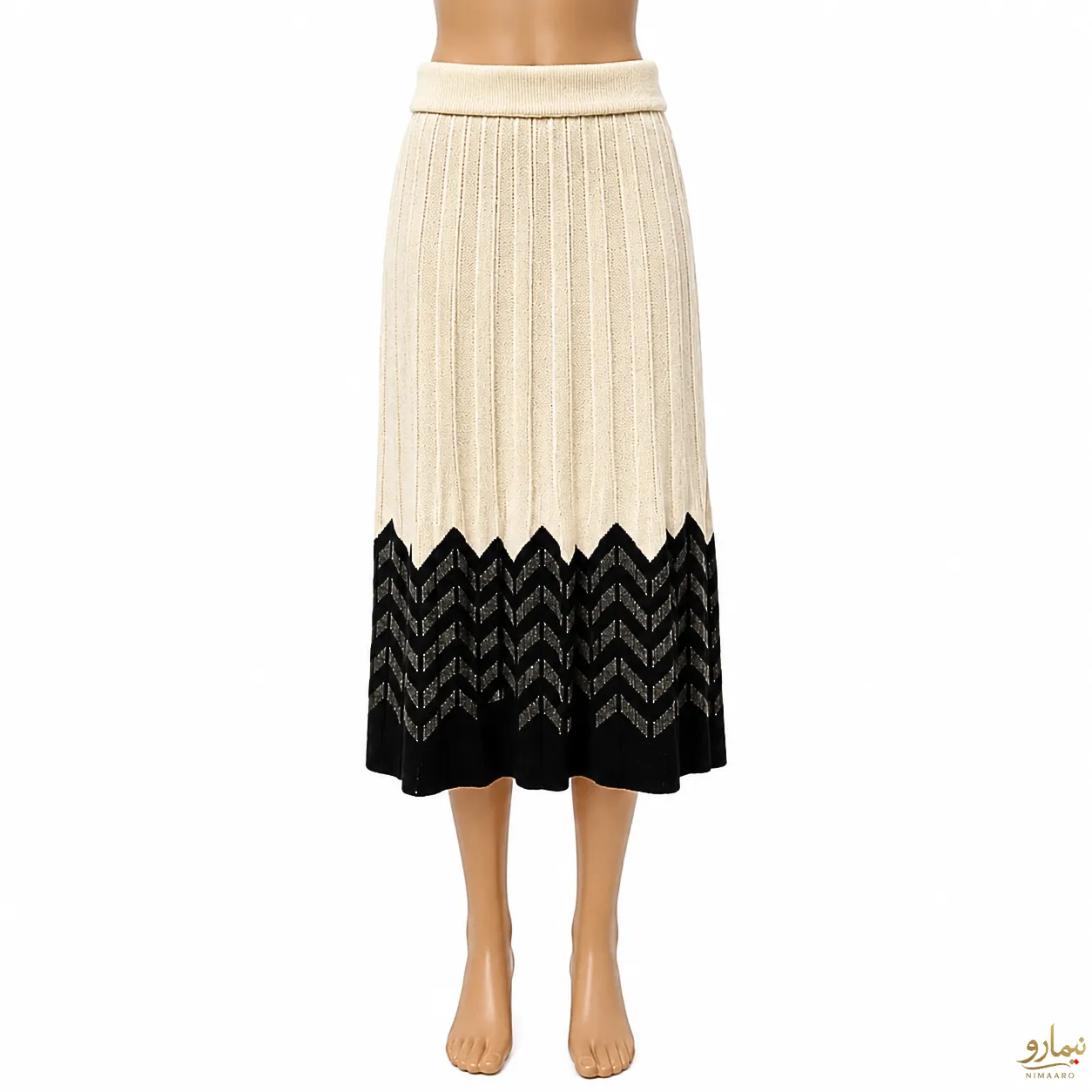 two-tone-knitted-skirt-1 دامن بافت دو رنگ - فروشگاه نیمارو