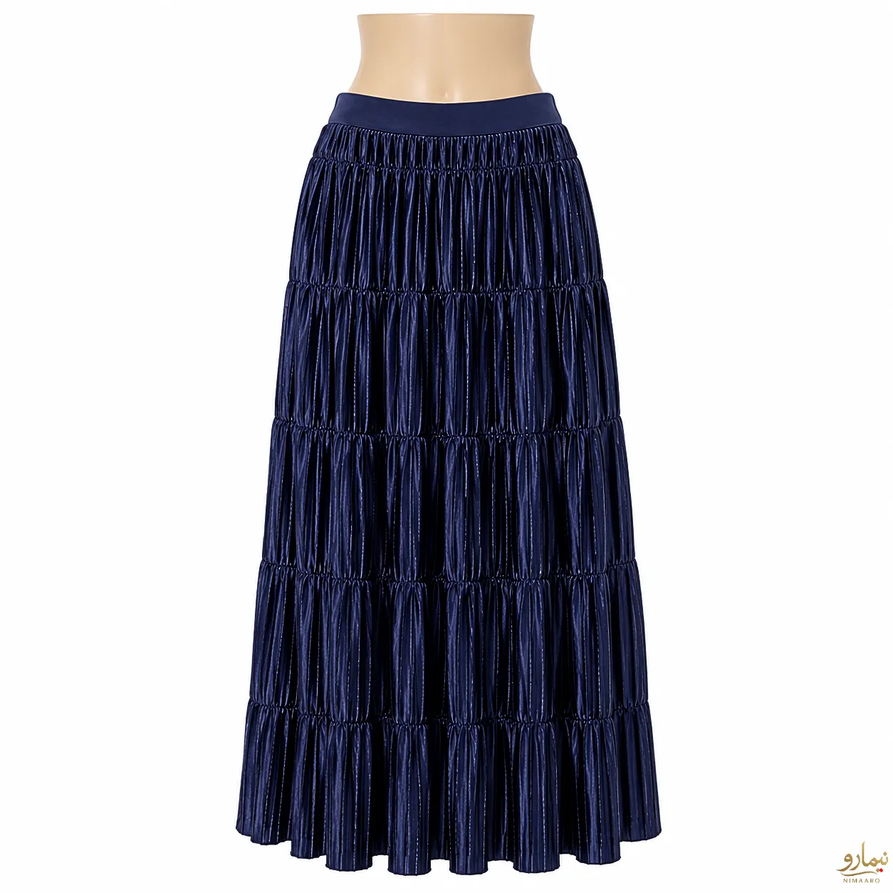 velvet-waterfall-skirt-2 دامن مخمل طرح آبشاری سرمه ای - فروشگاه نیمارو