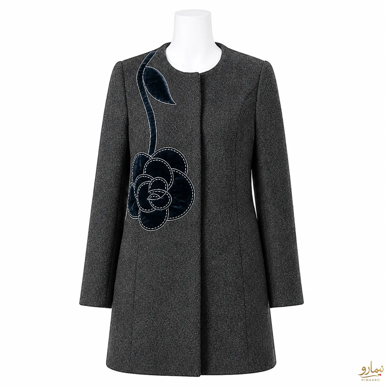 winter-clothes-1 (31) کت فوتر گل رزی طوسی - فروشگاه نیمارو