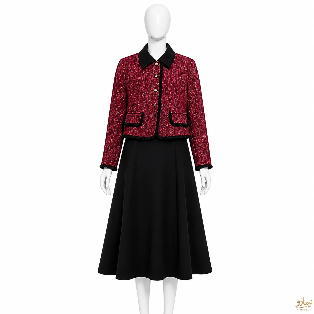 winter-clothes-1 (4) دو تیکه پیراهن و کت طرح هفتی هشتی قرمزو مشکی - فروشگاه نیمارو