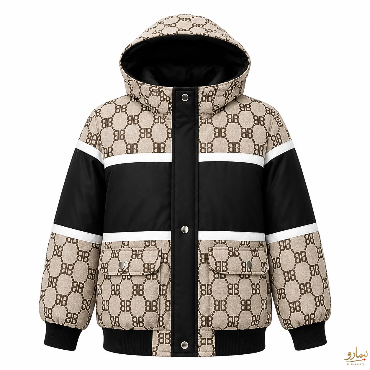 winter-clothes-1 (58) کاپشن ترکیبی نوار دوزی Balenciaga خاکی - فروشگاه نیمارو