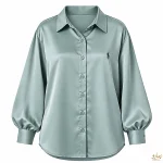شومیز ساتن ابریشم POLO سبز آبی - فروشگاه نیمارو