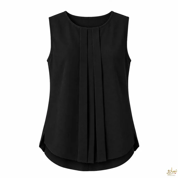 شومیز زیر کتی یقه گرد دوپیلی مشکی - فروشگاه نیمارو